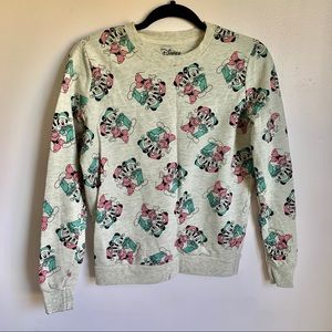 VINTAGE MICKEY AND MINNIE GREY CHRISTMAS SWEATSHIRT DISNEY SZ XS LIKE NEW